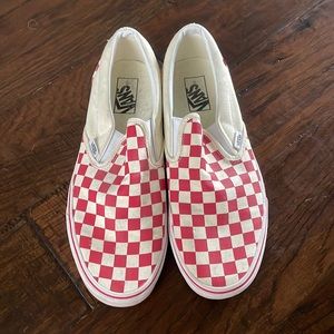Men’s red checkered slip on vans size 10